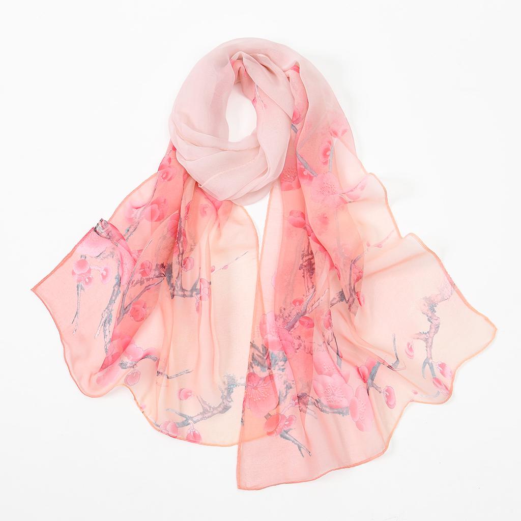 New Beauty Floral Printed Georgette Hijab For Women Thin Soft Scarf Shawl Wrap Middle East Summer Beach Sunscreen Thin Headscarf