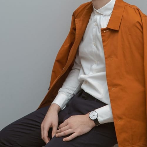 ARNE JACOBSEN STATION 53412-2001B Watch, 40mm, Scandinavian Design, Water Resistant (Quiet Design with No Second Hand), White with Black Leather Strap