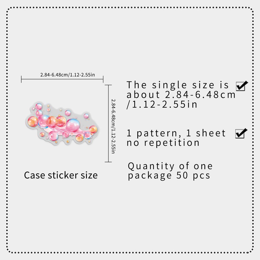50 100Pcs Transparent Pet Bubble Stickers Colorful Small Fresh Cartoon Waterproof Decoration Diy Computer Stickers