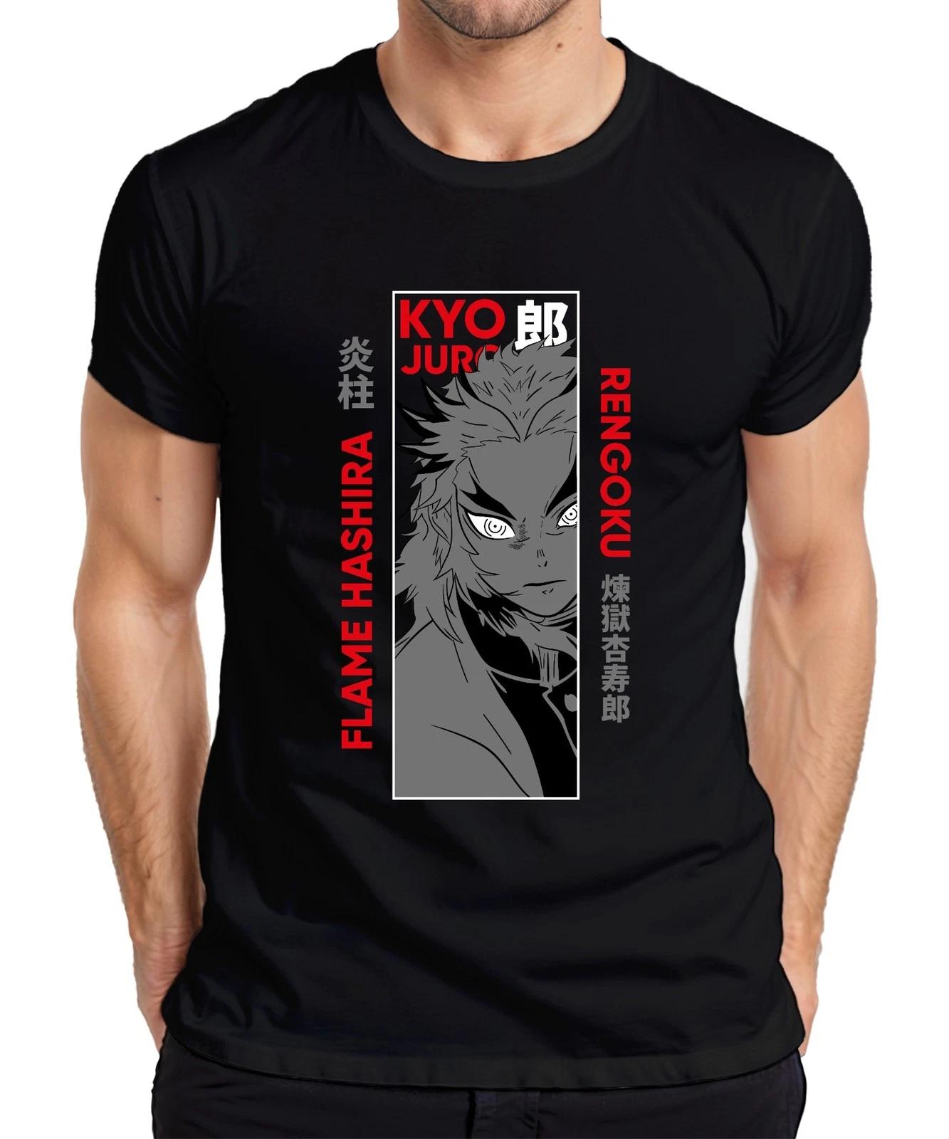 Kyojuro Rengoku Flame Hashira Kimetsu no Yaiba Anime Gift Men s T-Shirt- M