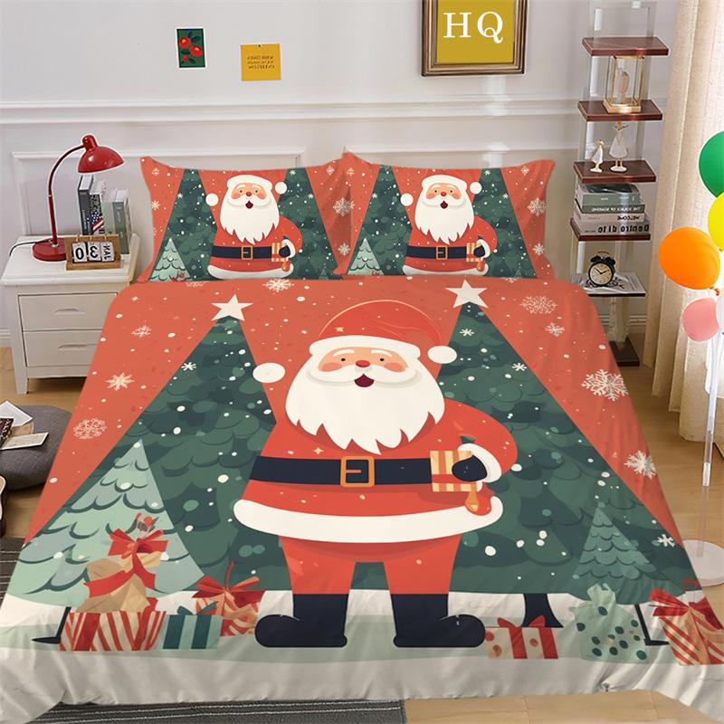 Christmas Gift 3D Printed Polyester Pillowcase Quilt Cover Two Or Three-Piece Set Is Available