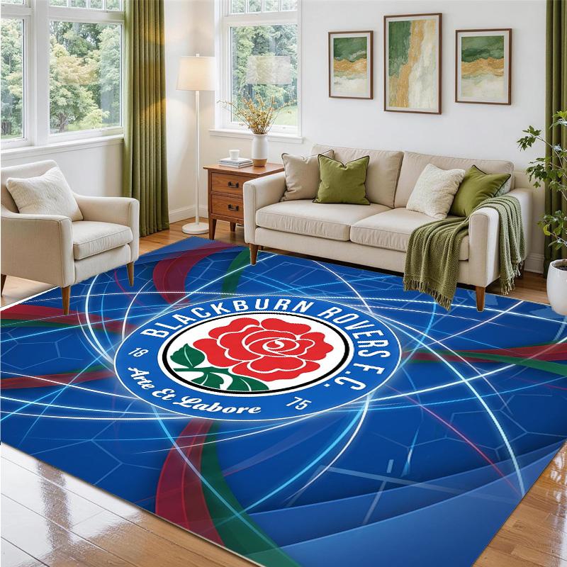 Blackburn Rovers Football Design Crystal Velvet Rug Soft Decorative Mat for Bedroom Entrance