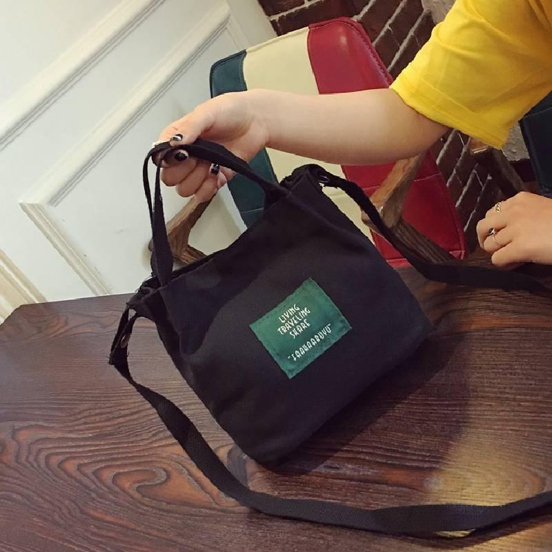 Chic Korean Style Canvas Bucket Bag Vibrant Candy Colors Small Handbag