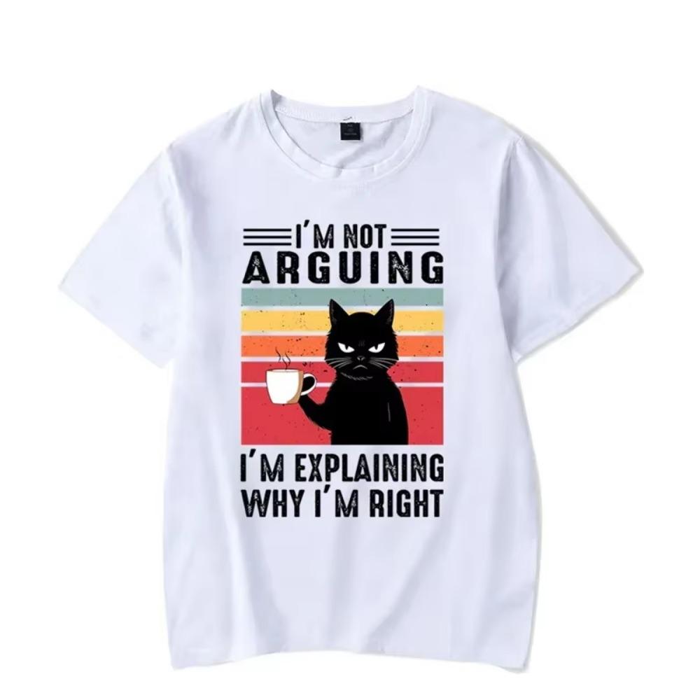 I’m Not Arguing Graphic T Shirts Funny Cat Coffee Tshirts Oversize T-shirt Fashion Harajuku T-shirts Men Brand T-shirt