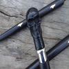 Skull Handle Brass Designer Wood Halloween Walking Stick Cane