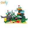Ovly DIY Kreative Unterwasser Welt Abenteuer Hai Teufel Fisch Ozeane Tier Pflanze Aquarium Display Kleine Partikel Bausteine Set für MOC