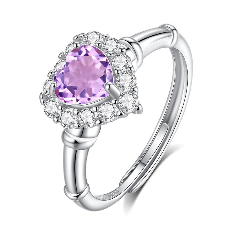 Natural Gemstone S925 Silver Ring, Twisted Arm Design, Women's Adjustable Fashion Jewelry