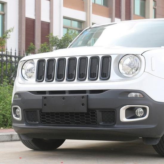 7pcs Front Grille Grill ert Ring Frame Cover For Jeep Renegade 2016-18 Black