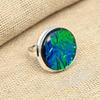 Solid 925 Blue Australian Triplet Opal Gorgeous Gemstone Jewelry Handmade Ring Gift For Her