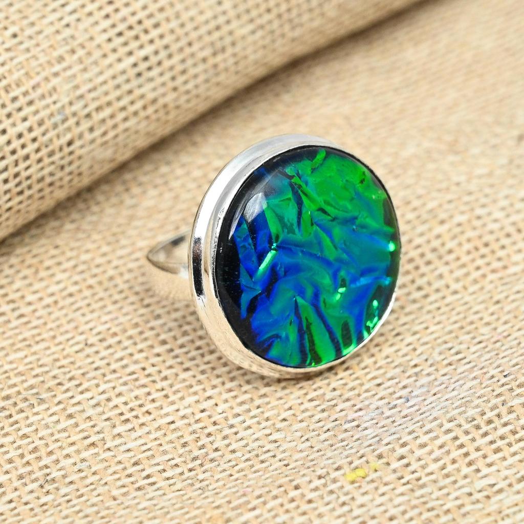 Solid 925 Blue Australian Triplet Opal Gorgeous Gemstone Jewelry Handmade Ring Gift For Her