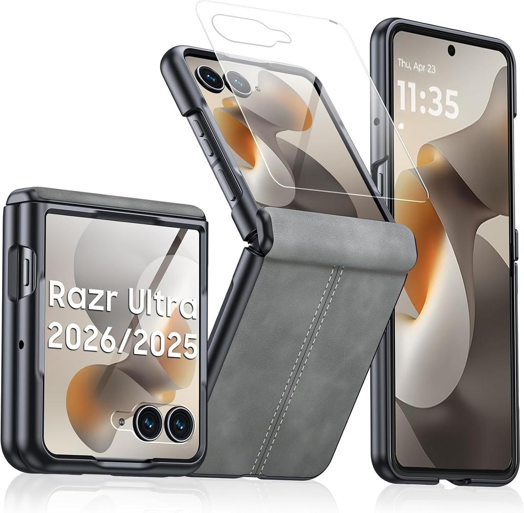 Case for Motorola Razr Ultra 2025, with Hinge Protection and Built-in Screen Protector
