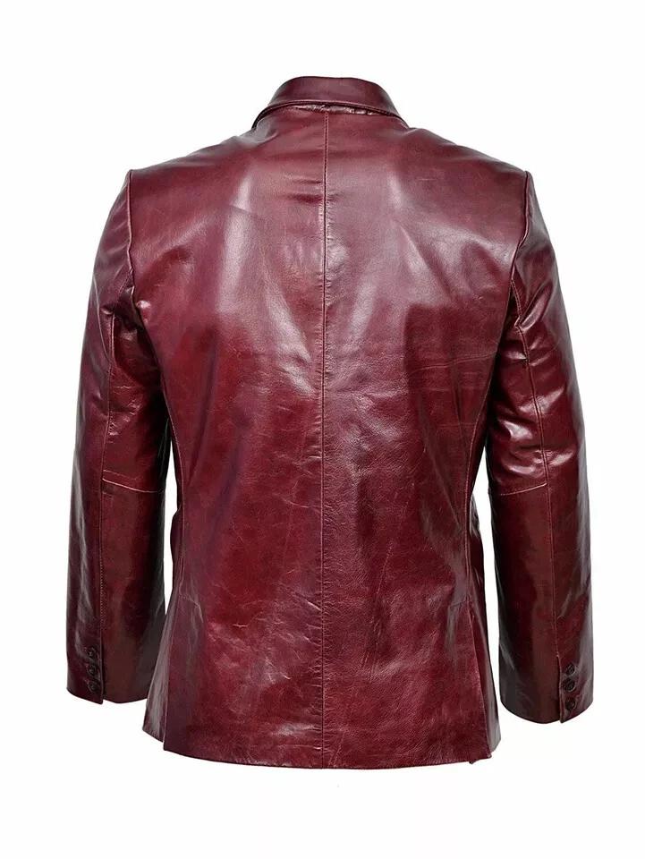 Lambskin Soft Red Men's Leather Blazer Handmade Stylish Formal Party Wear
