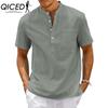 QICED Men's Fashion Casual Solid Color Print Tops & T-shirts