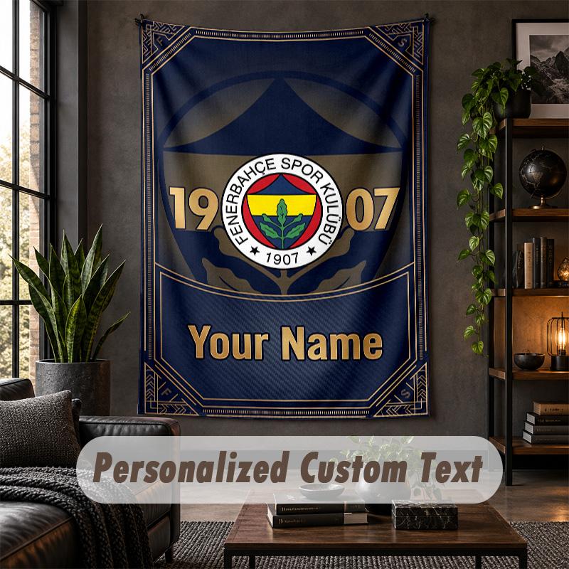 Wall Tapestry Fenerbahçe FC Print Custom Name Text Wall Hanging Home Decor