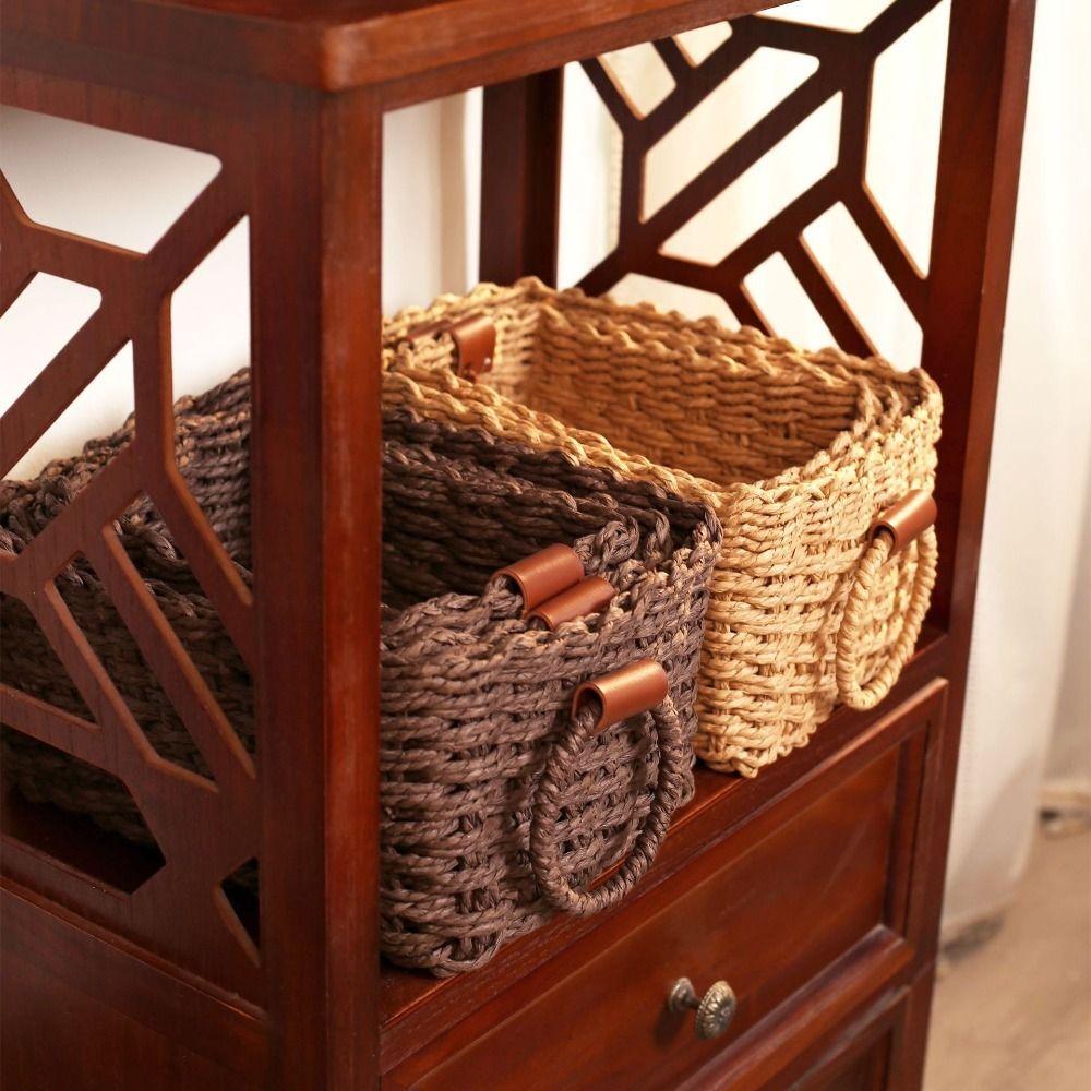3PCS Handmade Woven Storage Basket Eco-friendly Gift Storage Container Bathroom