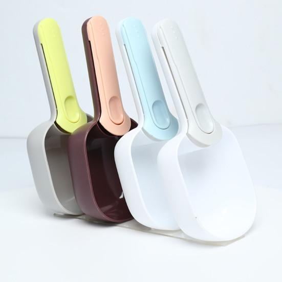 Dog Food Shovel Ergonomic Design Large Capacity ABS Sealing Bag Clip Pet Food