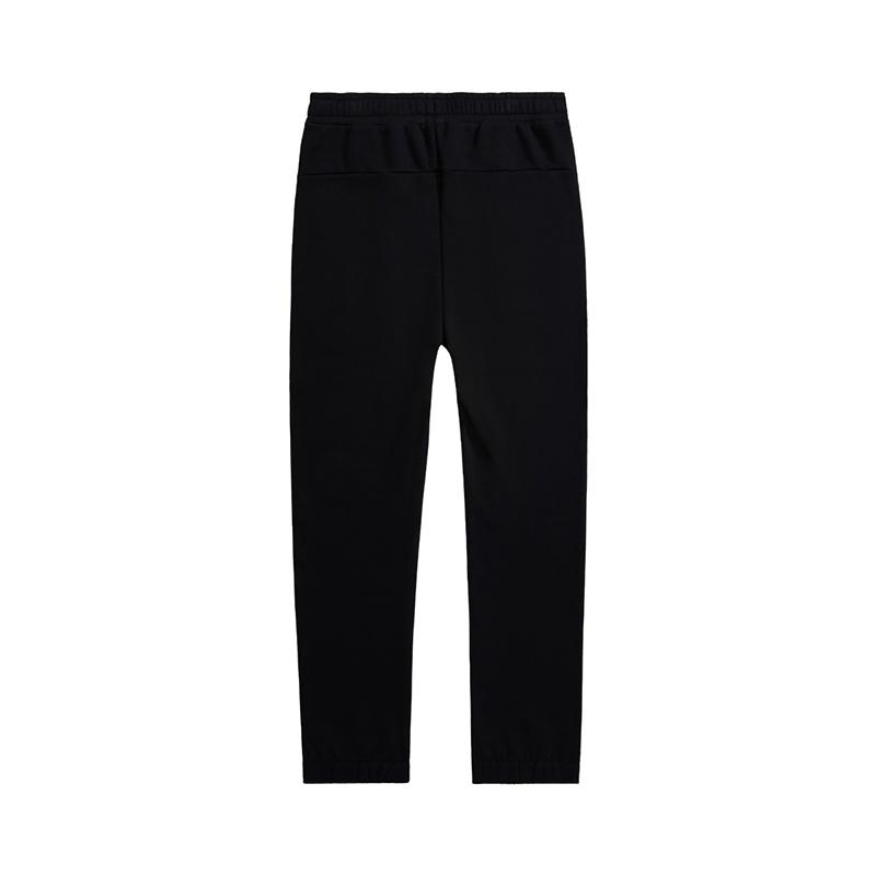 Li-Ning Solid Color Fleece Elastic Waist Loose Straight Leg Knit Sports Pants Men Bottoms Black AKLUE29-1