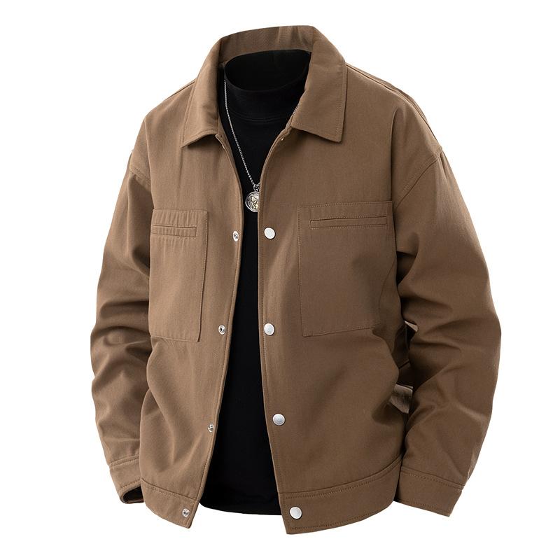 Gewaschene Arbeitsjacke Herrenmode Herbst Locker Revers Outdoor Freizeit Sport Vielseitig Trend