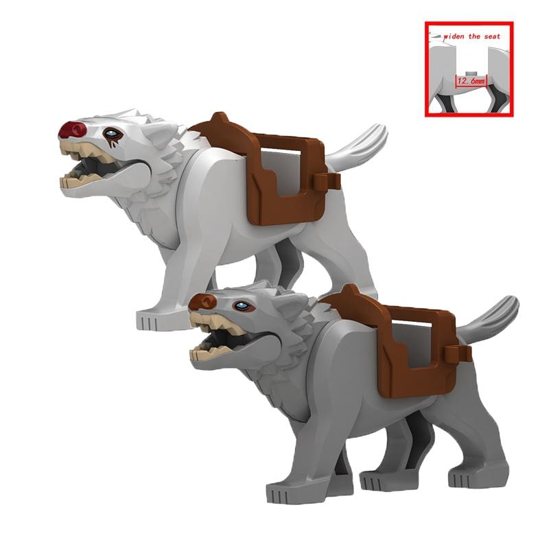 MOC Serie Granja Bosque Escena Crianza Animal Bloques de Construcción Lobo de la Jungla Montura Caballo Oso Marrón Blanco Panda Ladrillos DIY Juguetes para Niños