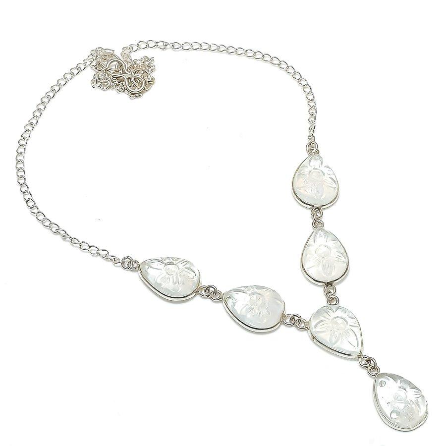 

Natural White Topaz Gemstone Handmade 925 Sterling Silver Necklace 18 W7L27