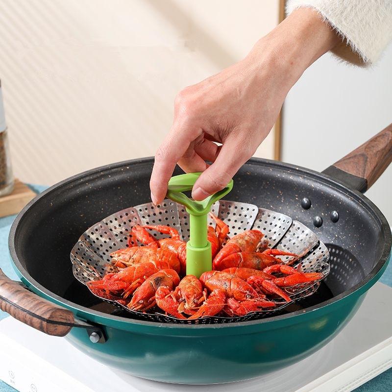 9/11Inch Stainless Steel Lotus Steaming Tray Folding Food Steamer Vegetable Fruit Food Basket Mesh Steamer Rack Cooking Cookware