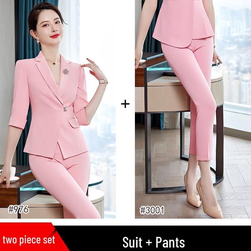 Women's White Professional Summer Suit Set for Beautician or Salon Manager
