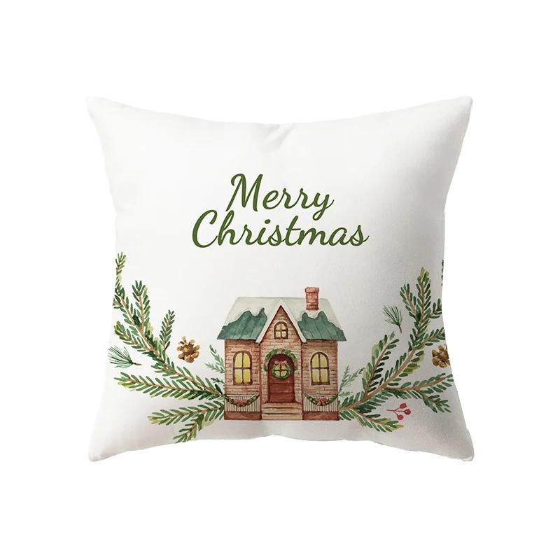 Merry Christmas Santa Claus Decorative Printed Pattern Cushion Cover Home Living Room Sofa Pillow
