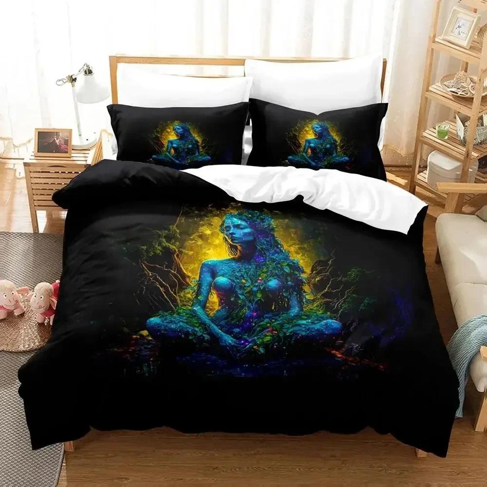 3D Mother Earth Blacklight Printed Bed Set Duvet Cover Pillowcase Bedding Set Bed Linen Sheet Quilt Cover Full Queen King Size