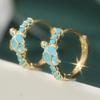 Inlaid Synthetic Turquoise Metal Plated Hoop Earrings Women's Exquisite Elegant Daily Banquet Jewelry Accessories Gifts