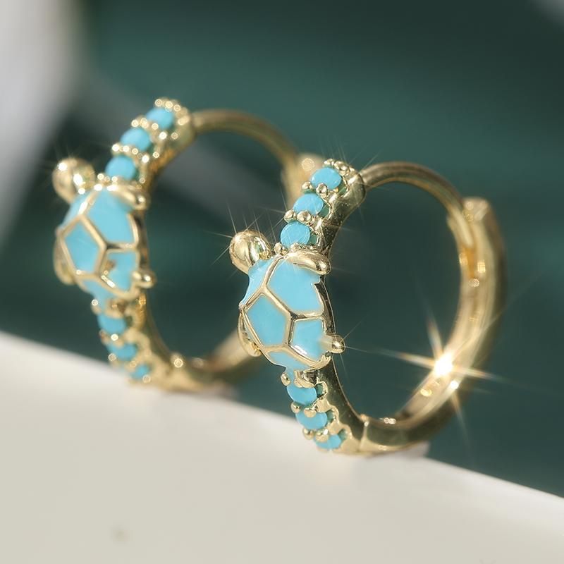 Inlaid Synthetic Turquoise Metal Plated Hoop Earrings Women's Exquisite Elegant Daily Banquet Jewelry Accessories Gifts