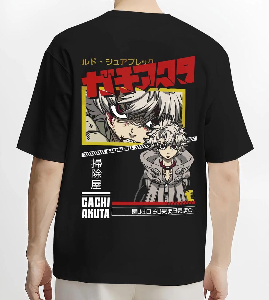 Men's T-shirt Gachiakuta Back Print Cotton Men Oversized Hip Hop Anime Short Sleeve Streetwear Male Clothing High Quality Short Sleeves