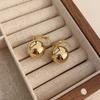 Metal wind round geometric earrings niche simple versatile stud earrings ins fashion high-end earrings