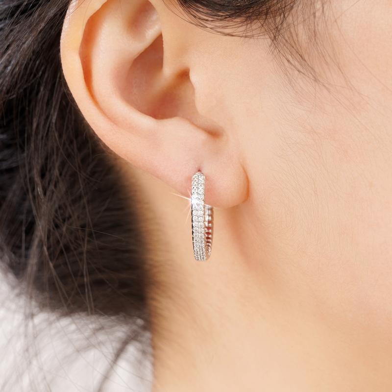 Xiaomi Huitan Classic Women's Hoop Earrings with Brilliant Cubic Zirconia Luxury Silver Color Circle Earrings Temperament Lady Jewelry