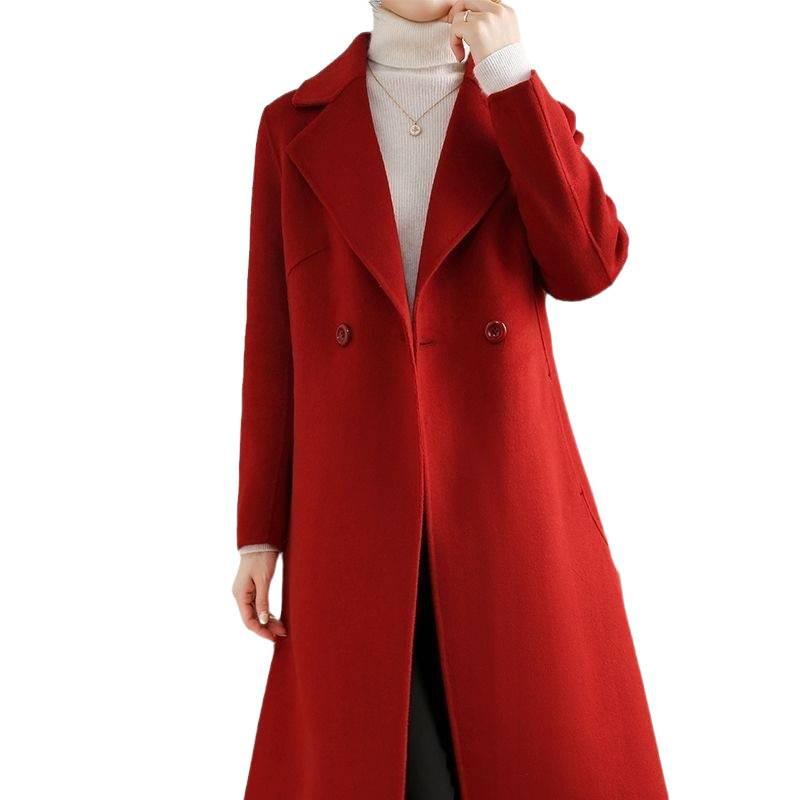 Autumn and Winter Latest Woolen Coat Womens Medium and Long Over-knee Relaxed Fit and Thin Stylish Coat Women