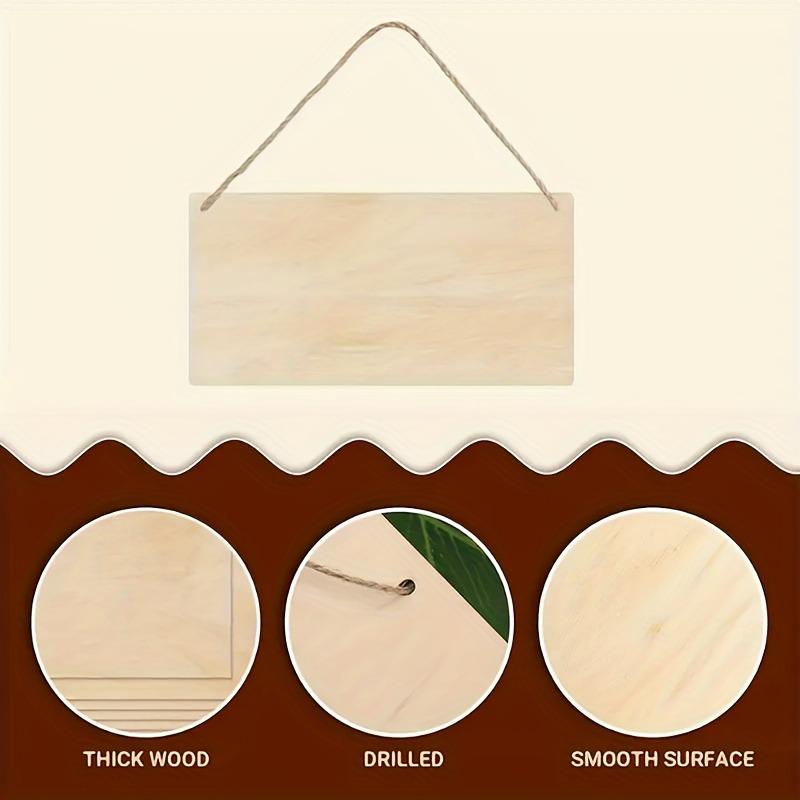 20/40pcs Wooden Sign Blank Rectangular DIY Painting Graffiti Crafts Hanging Ornaments for Festivals Weddings Parties Home Decor