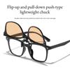 Fold-up Gaming-Specific Anti-Blue Light Clip-Ons Ultra-Lightweight Eye Protection Eyewear (Tea Purple and Blue Lenses)
