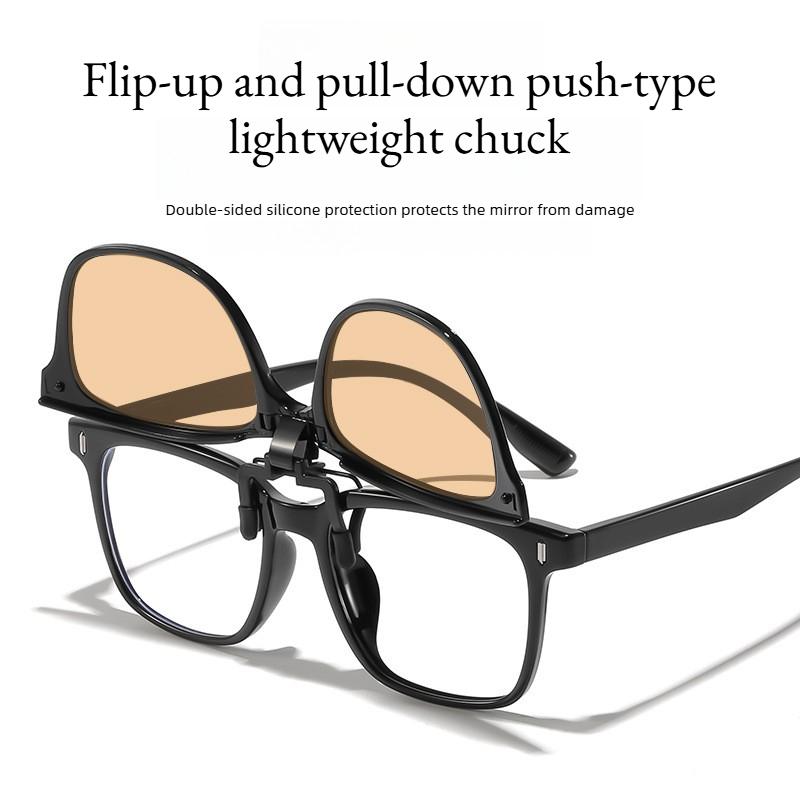 Fold-up Gaming-Specific Anti-Blue Light Clip-Ons Ultra-Lightweight Eye Protection Eyewear (Tea Purple and Blue Lenses)