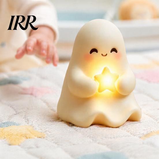 Resin Pumpkin Night Light Halloween Cute Up Ghost Decoration, Small Statue Light, Lighted Figurine for Home Table Decoration Indoor, Kitchen