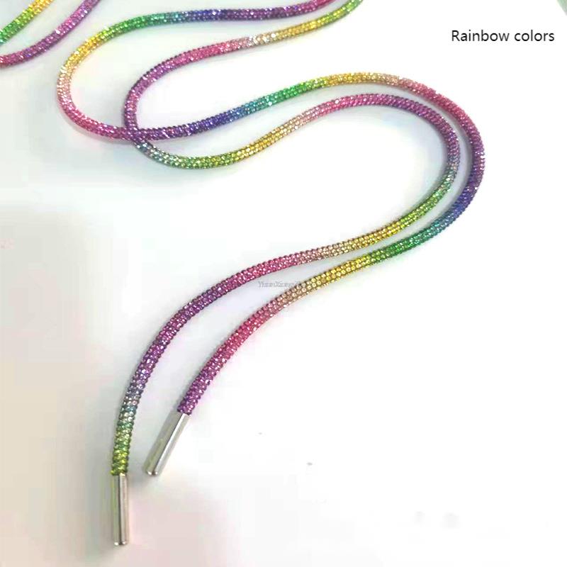 New Fashion Rainbow Diamond Shoelaces for Sneakers Round  DIY Luxury Rhinestone Shoelace Sb Dunk Low Shoe laces Strings
