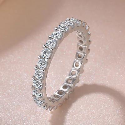 Anelli in argento S925 per donna Anello in zirconia cubica Oro bianco Sposa Matrimonio Fidanzamento Gioielli alla moda