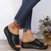 Fashion Plus Size 35-44 Shoes for Women Summer Leather Platform Slippers Wedges Peep Toe Outdoor Beach Sandalias Mujer Women Slippers