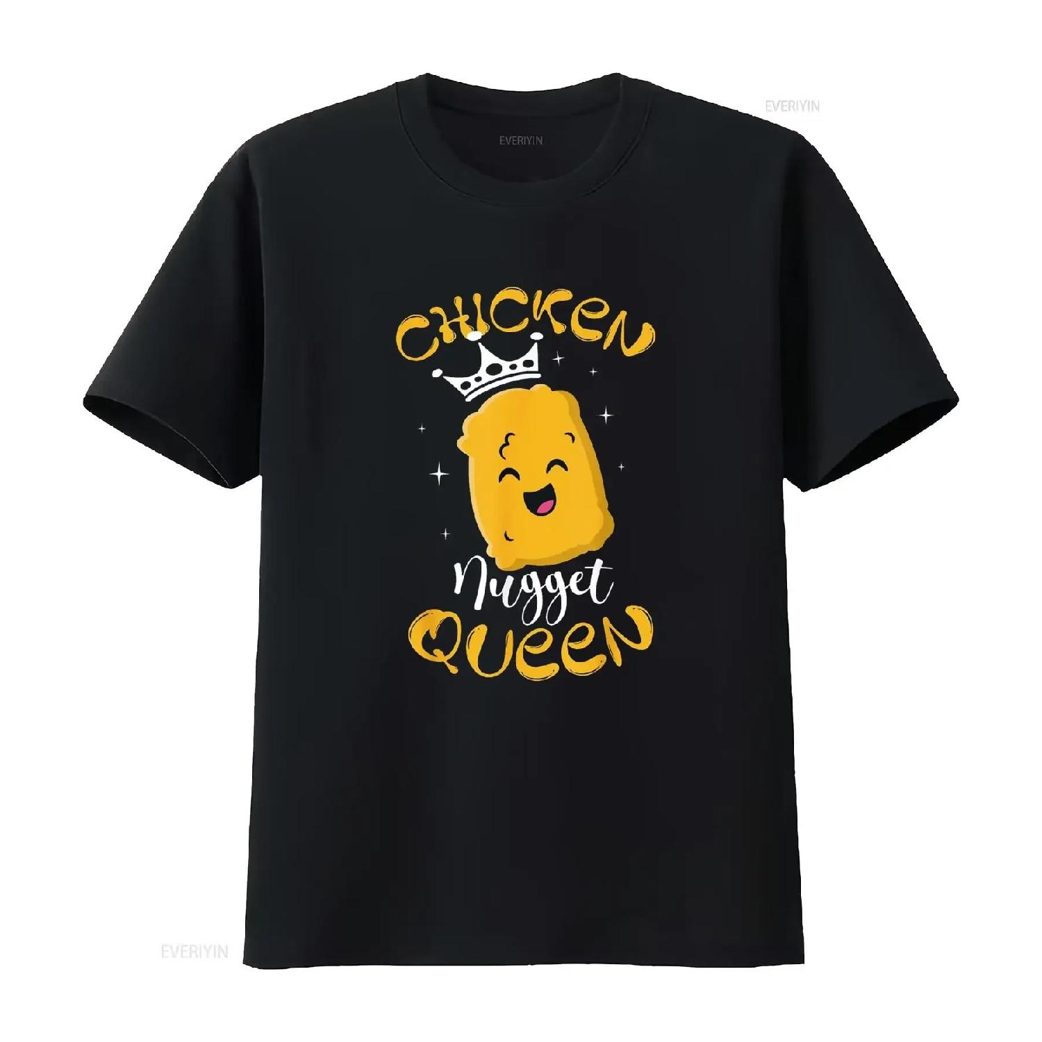 Chicken Nugget Queen Foodie Fried Snack Tendies Nuggies T Shirt vintage Washed Soft streetwear Top For Everyday Wear Stretched S