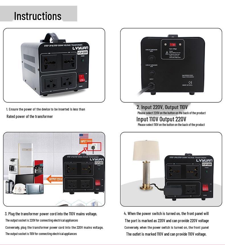 LvYuan 1000W Voltage Converter: 220V To 110V and 110V To 220V Step-Up Transformer