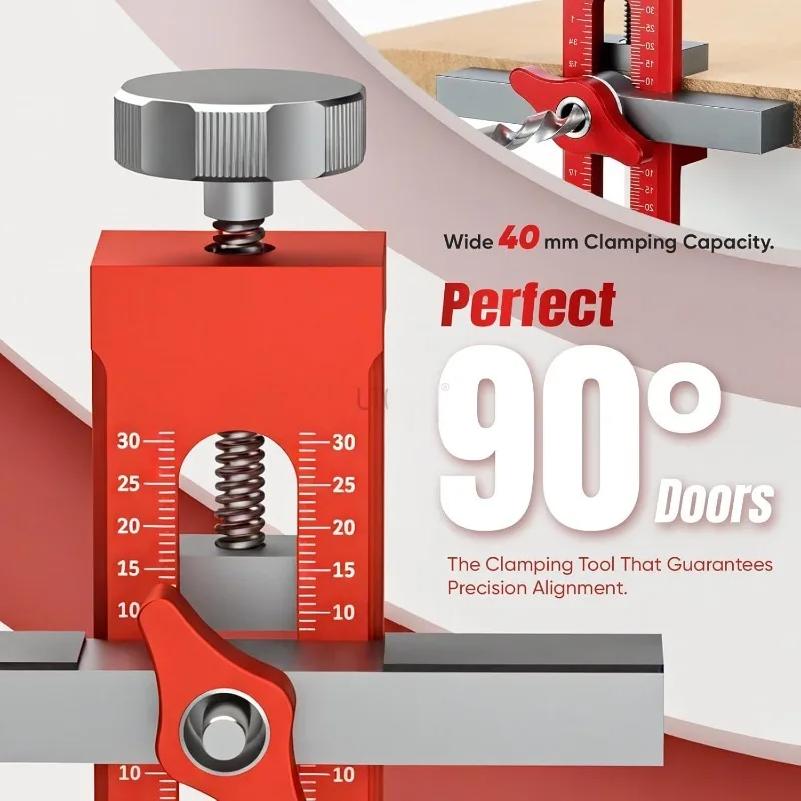 2 In 1 Cabinet Door Installation Positioner,6/8/10mm Rebounder Punched Mounting Jig Wardrobe Cabinet Door Panel Installation Jig