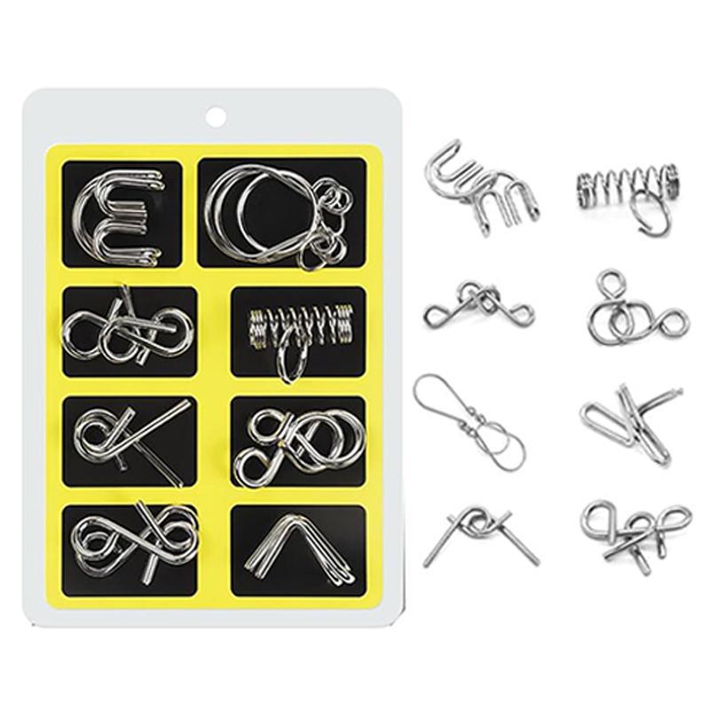 Metal Puzzle Mind Brain Teaser Magic Wire Rings Puzzles Game Disentanglement Iron Link Unlock IQ Test For Kids Educational Toys