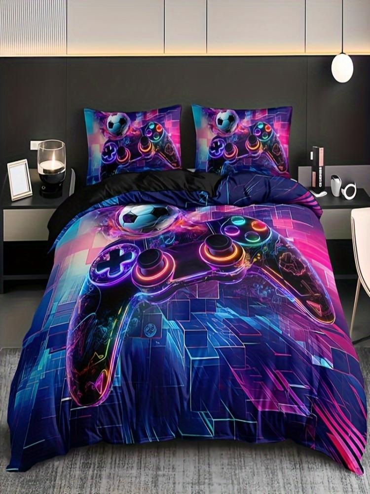 3D Basketball Game Controller Quilt Cover Set 1 Quilt Cover+2 Pillowcases High-Definition Printing For Home 90X200cm