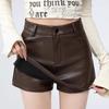 Women's Pu Leather Skirt Y2k High Waist Slit A-line Shorts Mini Skirt Slim Fit Female Clothing Autumn Winter