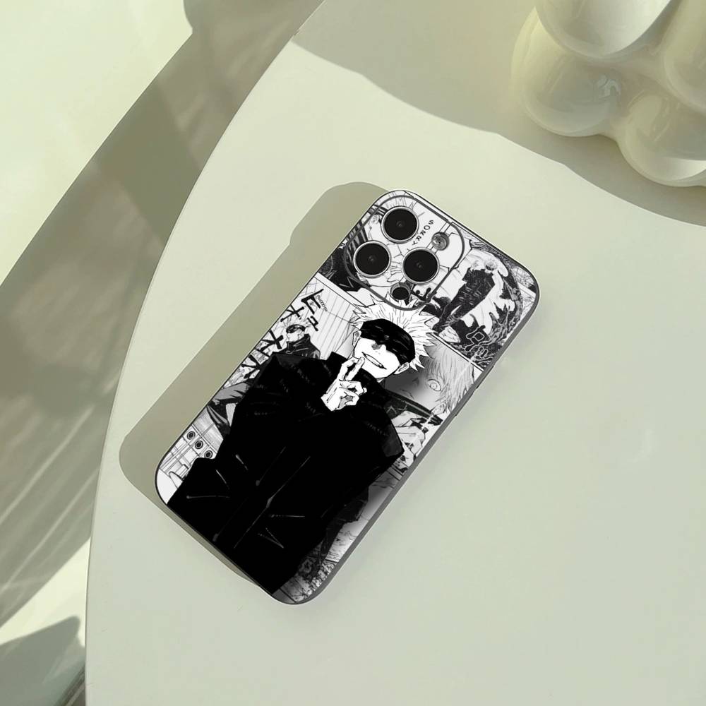 Popular-Anime--Jujutsu -Kaisen Phone Case For iPhone 17,16,15,14,13,12,11 Pro Max, Lightweight and Practical Soft Black Cover
