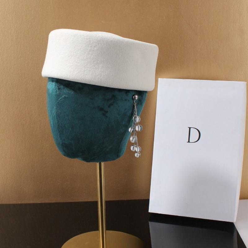 Women'S 100% Wool Beret Europe America Classic Designer Fancy Felt Hat Fashion Autumn Winter Outdoors Warm Hostess Formal Hat