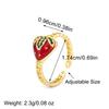 Nidin New Fashion Strawberry Shape Enamel Dripping Oil Open Rings For Women Female Inlaid Green Zircon Adjustable Finger Jewelry